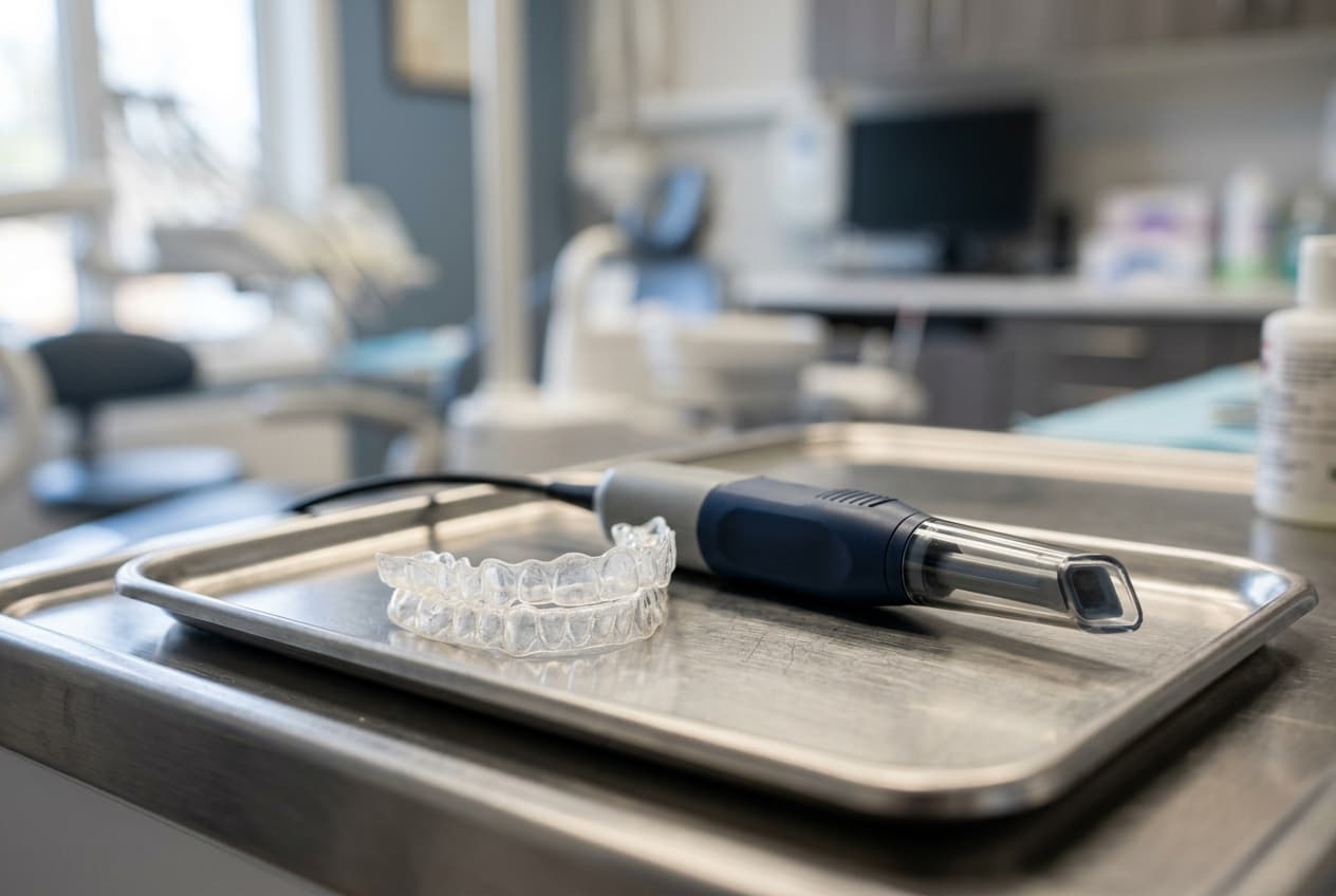 Contention orthodontique sur plateau avec scanner intra-buccal